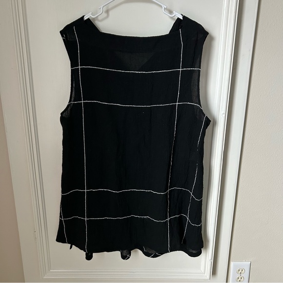 Ralston Black White Cowl Neck Gauzy Sleeveless Tunic Large L Nordstrom Flowy - Picture 2 of 8